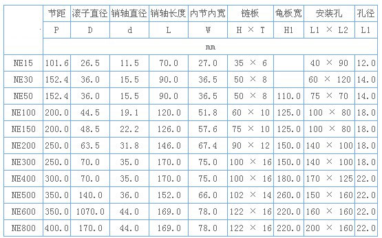 NE鏈條技術參數